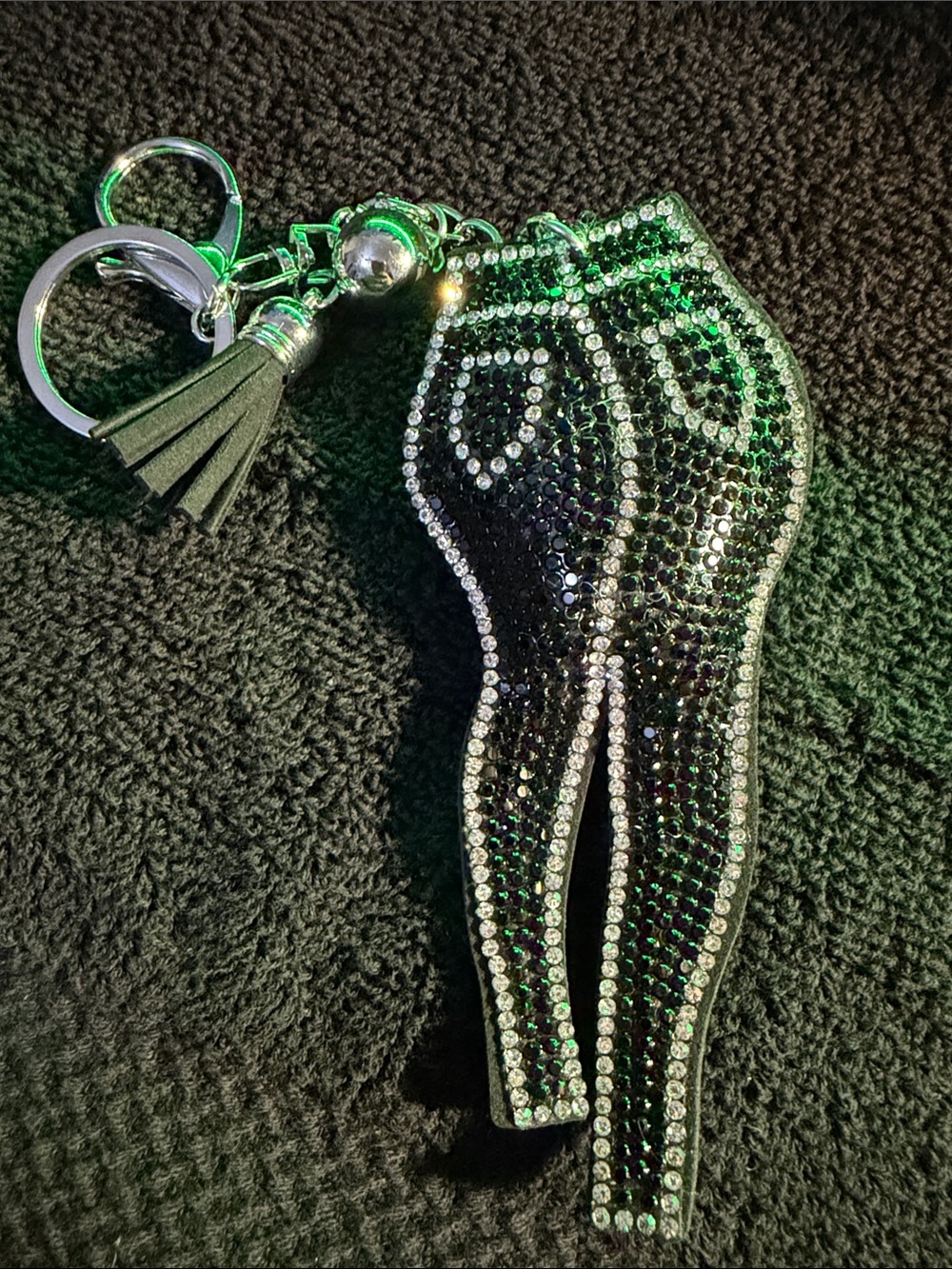 Crystal Embellished Black Leg Jeans Keychain